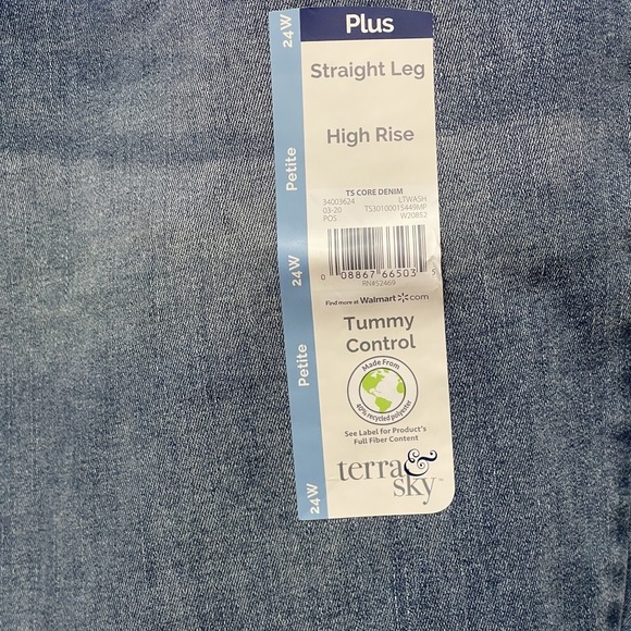 TERRA & SKY Jeans Women's Sz. 24W Petite Blue Hi-Rise Straight Tummy Control NEW - Picture 5 of 12